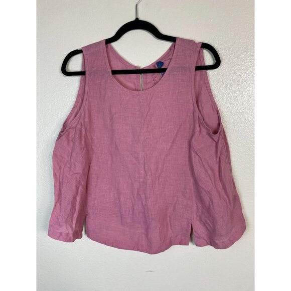 Yuvita Linen Womens Pink Tank Top Size Medium lagenlook Boho Artsy Vacation boho - Picture 1 of 14
